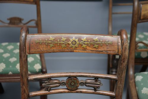 HARLEQUIN SET OF SIX REGENCY ROSEWOOD AND MAHOGANY DINING CHAIRS - ADDITIONAL PHOTO 5