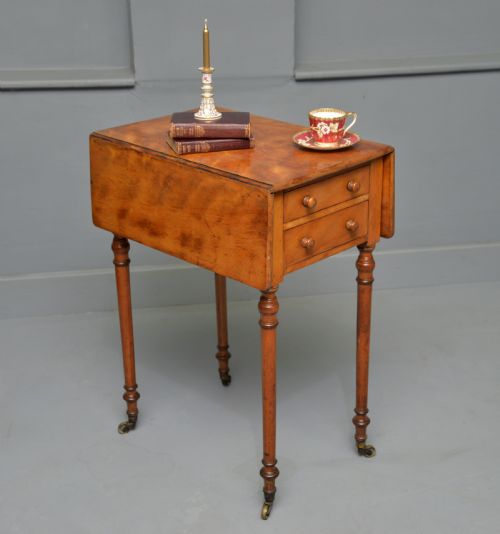 ELEGANT REGENCY SATINWOOD SMALL PEMBROKE SIDE LAMP OCCASIONAL TABLE - ADDITIONAL PHOTO 1