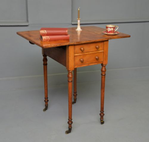 ELEGANT REGENCY SATINWOOD SMALL PEMBROKE SIDE LAMP OCCASIONAL TABLE - ADDITIONAL PHOTO 4