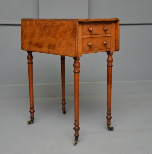 ELEGANT REGENCY SATINWOOD SMALL PEMBROKE SIDE LAMP OCCASIONAL TABLE - ADDITIONAL PHOTO 11