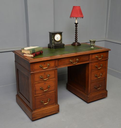 VICTORIAN SOLID MAHOGANY PEDESTAL DESK - ADDITIONAL PHOTO 1
