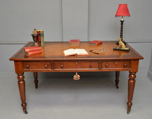 VICTORIAN MAHOGANY PARTNERS WRITING TABLE LIBRARY DESK - ADDITIONAL PHOTO 1