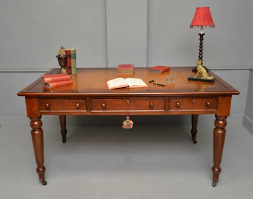 VICTORIAN MAHOGANY PARTNERS WRITING TABLE LIBRARY DESK - ADDITIONAL PHOTO 3