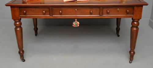 VICTORIAN MAHOGANY PARTNERS WRITING TABLE LIBRARY DESK - ADDITIONAL PHOTO 4