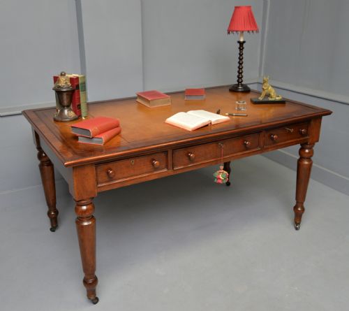 VICTORIAN MAHOGANY PARTNERS WRITING TABLE LIBRARY DESK - ADDITIONAL PHOTO 19