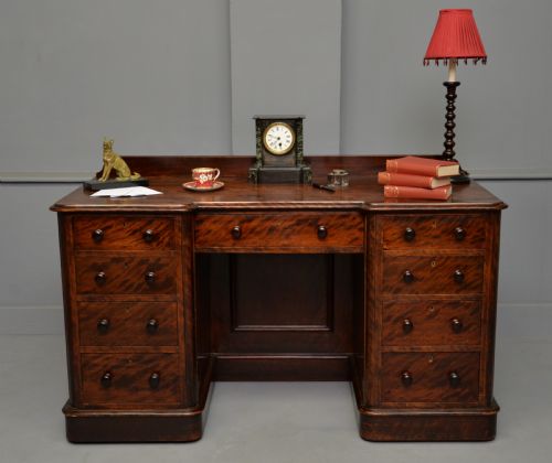 VICTORIAN PLUM PUDDING MAHOGANY PEDESTAL DESK - ADDITIONAL PHOTO 3