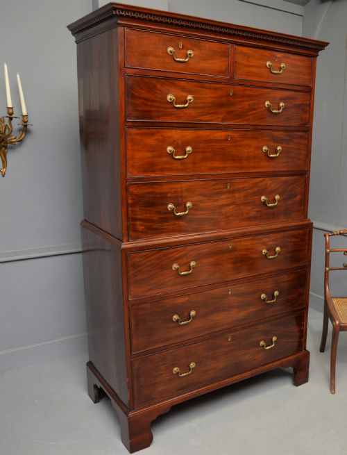 GEORGIAN GEORGE III MAHOGANY CHEST ON CHEST TALLBOY - ADDITIONAL PHOTO 1