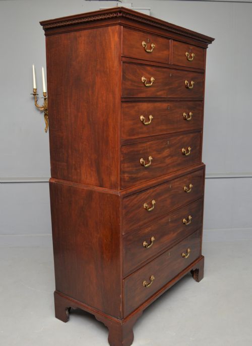 GEORGIAN GEORGE III MAHOGANY CHEST ON CHEST TALLBOY - ADDITIONAL PHOTO 2