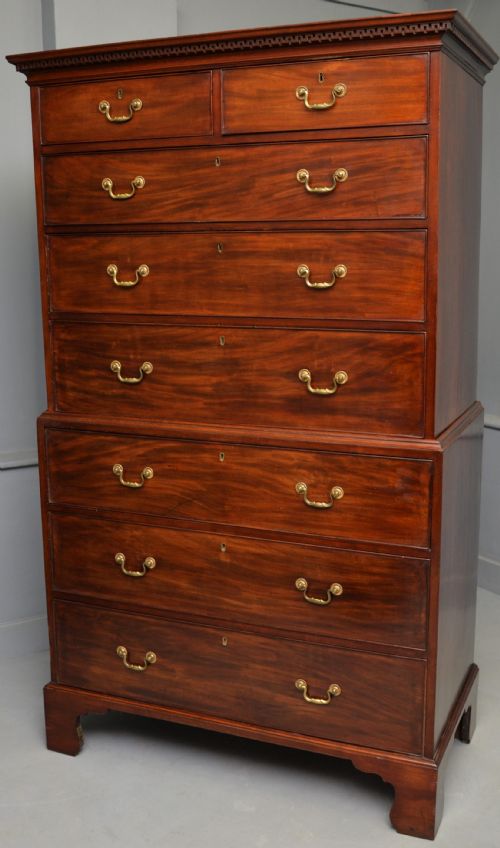 GEORGIAN GEORGE III MAHOGANY CHEST ON CHEST TALLBOY - ADDITIONAL PHOTO 10