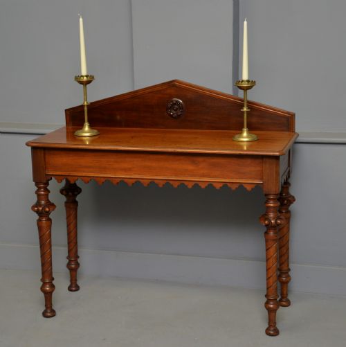 VICTORIAN WALNUT GOTHIC REVIVAL HALL SIDE LAMP TABLE - ADDITIONAL PHOTO 1