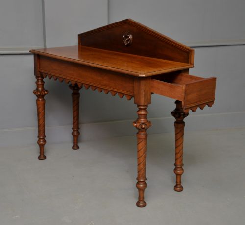 VICTORIAN WALNUT GOTHIC REVIVAL HALL SIDE LAMP TABLE - ADDITIONAL PHOTO 6