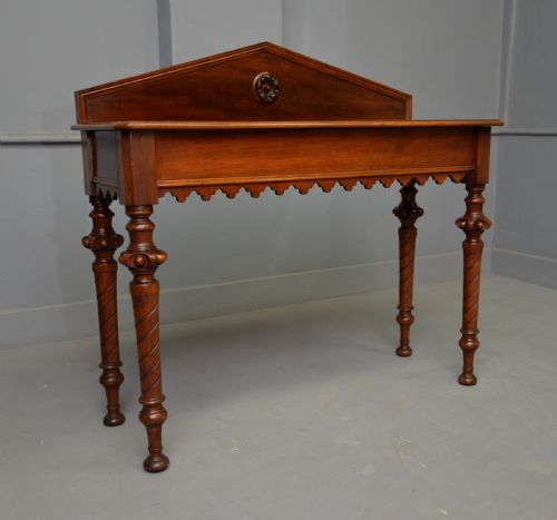 VICTORIAN WALNUT GOTHIC REVIVAL HALL SIDE LAMP TABLE - ADDITIONAL PHOTO 8