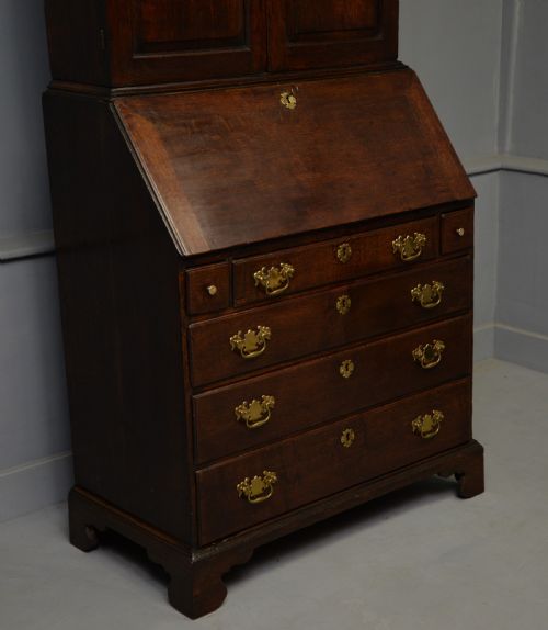 GEORGIAN GEORGE III OAK BUREAU BOOKCASE CABINET - ADDITIONAL PHOTO 2