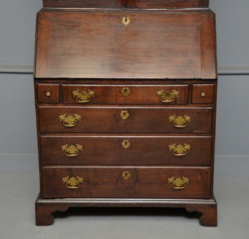 GEORGIAN GEORGE III OAK BUREAU BOOKCASE CABINET - ADDITIONAL PHOTO 3
