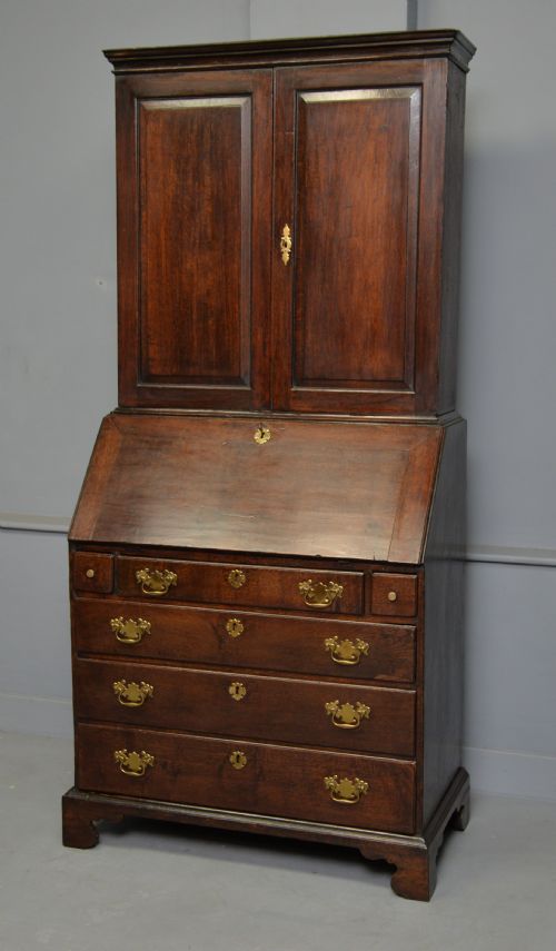 GEORGIAN GEORGE III OAK BUREAU BOOKCASE CABINET - ADDITIONAL PHOTO 7