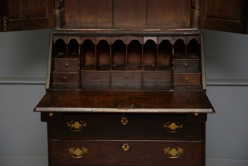 GEORGIAN GEORGE III OAK BUREAU BOOKCASE CABINET - ADDITIONAL PHOTO 9