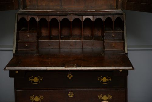 GEORGIAN GEORGE III OAK BUREAU BOOKCASE CABINET - ADDITIONAL PHOTO 10
