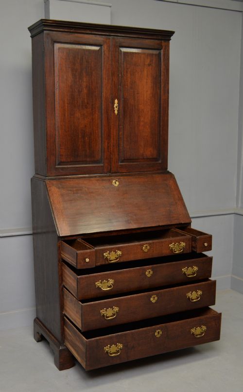 GEORGIAN GEORGE III OAK BUREAU BOOKCASE CABINET - ADDITIONAL PHOTO 18