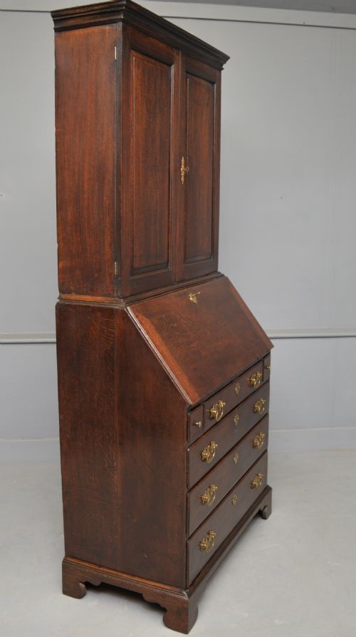 GEORGIAN GEORGE III OAK BUREAU BOOKCASE CABINET - ADDITIONAL PHOTO 22