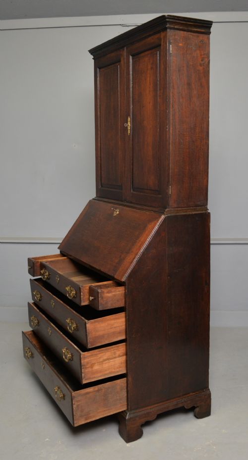 GEORGIAN GEORGE III OAK BUREAU BOOKCASE CABINET - ADDITIONAL PHOTO 23