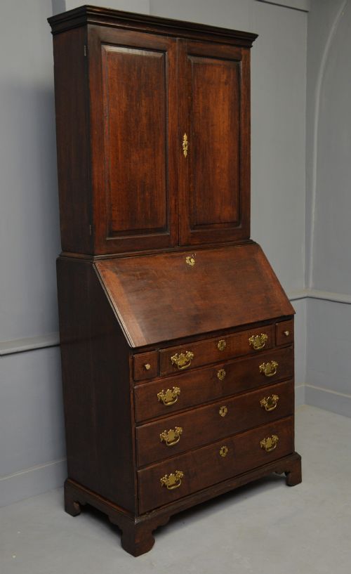 GEORGIAN GEORGE III OAK BUREAU BOOKCASE CABINET - ADDITIONAL PHOTO 27