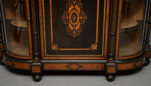 FINE ANTIQUE FRENCH EBONISED AND AMBOYNA CREDENZA CABINET SIDEBOARD - ADDITIONAL PHOTO 3