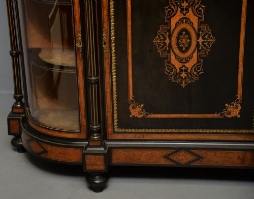 FINE ANTIQUE FRENCH EBONISED AND AMBOYNA CREDENZA CABINET SIDEBOARD - ADDITIONAL PHOTO 5