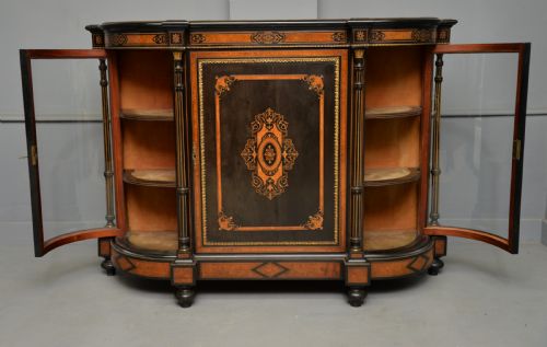 FINE ANTIQUE FRENCH EBONISED AND AMBOYNA CREDENZA CABINET SIDEBOARD - ADDITIONAL PHOTO 10