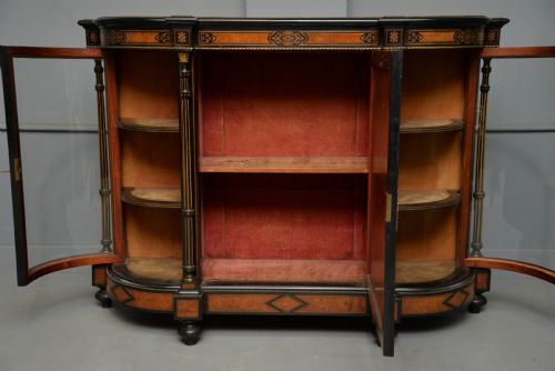 FINE ANTIQUE FRENCH EBONISED AND AMBOYNA CREDENZA CABINET SIDEBOARD - ADDITIONAL PHOTO 14