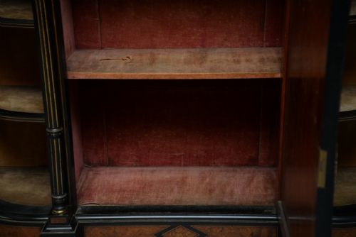 FINE ANTIQUE FRENCH EBONISED AND AMBOYNA CREDENZA CABINET SIDEBOARD - ADDITIONAL PHOTO 15