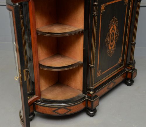 FINE ANTIQUE FRENCH EBONISED AND AMBOYNA CREDENZA CABINET SIDEBOARD - ADDITIONAL PHOTO 17