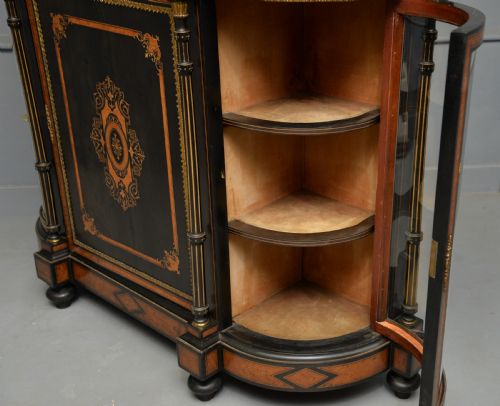 FINE ANTIQUE FRENCH EBONISED AND AMBOYNA CREDENZA CABINET SIDEBOARD - ADDITIONAL PHOTO 21