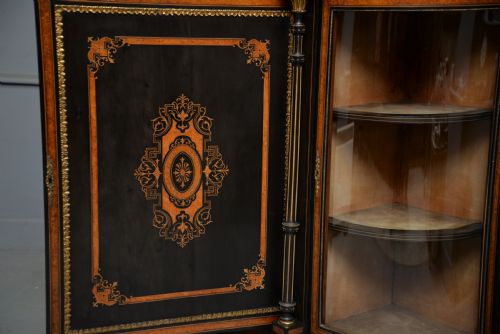 FINE ANTIQUE FRENCH EBONISED AND AMBOYNA CREDENZA CABINET SIDEBOARD - ADDITIONAL PHOTO 22