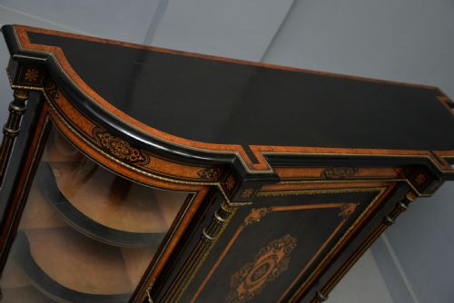 FINE ANTIQUE FRENCH EBONISED AND AMBOYNA CREDENZA CABINET SIDEBOARD - ADDITIONAL PHOTO 24