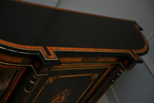 FINE ANTIQUE FRENCH EBONISED AND AMBOYNA CREDENZA CABINET SIDEBOARD - ADDITIONAL PHOTO 25