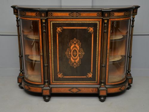 FINE ANTIQUE FRENCH EBONISED AND AMBOYNA CREDENZA CABINET SIDEBOARD - ADDITIONAL PHOTO 28