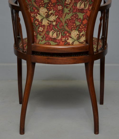 ELEGANT EDWARDIAN INLAID MAHOGANY ARMCHAIR WILLIAM MORRIS FABRIC - ADDITIONAL PHOTO 11