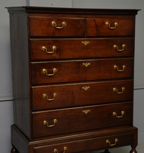 18TH CENTURY GEORGIAN PROVINCIAL OAK CHEST ON STAND - ADDITIONAL PHOTO 3
