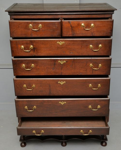 18TH CENTURY GEORGIAN PROVINCIAL OAK CHEST ON STAND - ADDITIONAL PHOTO 7