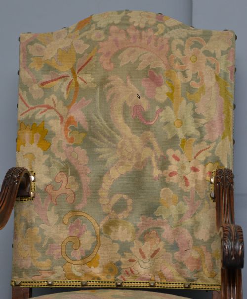 PAIR OF LOUIS XIII STYLE WALNUT ARMCHAIRS WITH TAPESTRY UPHOLSTERY - ADDITIONAL PHOTO 9
