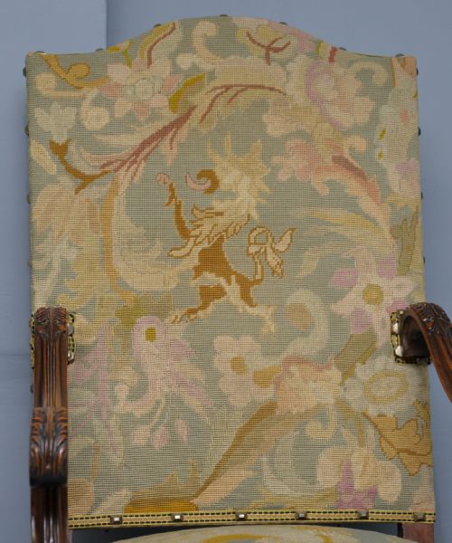 PAIR OF LOUIS XIII STYLE WALNUT ARMCHAIRS WITH TAPESTRY UPHOLSTERY - ADDITIONAL PHOTO 10