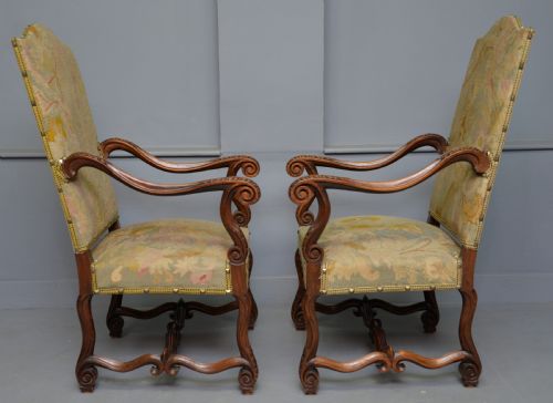 PAIR OF LOUIS XIII STYLE WALNUT ARMCHAIRS WITH TAPESTRY UPHOLSTERY - ADDITIONAL PHOTO 13