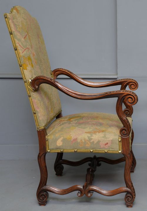 PAIR OF LOUIS XIII STYLE WALNUT ARMCHAIRS WITH TAPESTRY UPHOLSTERY - ADDITIONAL PHOTO 15