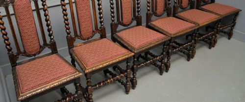 SET OF SIX CAROLEAN JACOBEAN STYLE CARVED OAK DINING CHAIRS - ADDITIONAL PHOTO 15