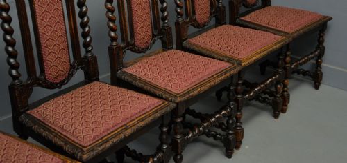 SET OF SIX CAROLEAN JACOBEAN STYLE CARVED OAK DINING CHAIRS - ADDITIONAL PHOTO 16