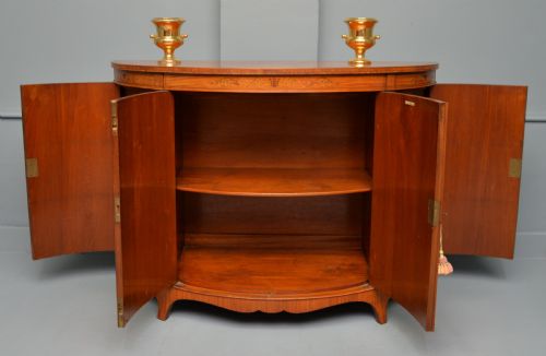 GEORGE III STYLE SATINWOOD INLAID DEMI LUNE COMMODE CABINETCOWTAN SONS LONDON - ADDITIONAL PHOTO 6