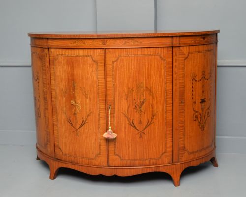GEORGE III STYLE SATINWOOD INLAID DEMI LUNE COMMODE CABINETCOWTAN SONS LONDON - ADDITIONAL PHOTO 11