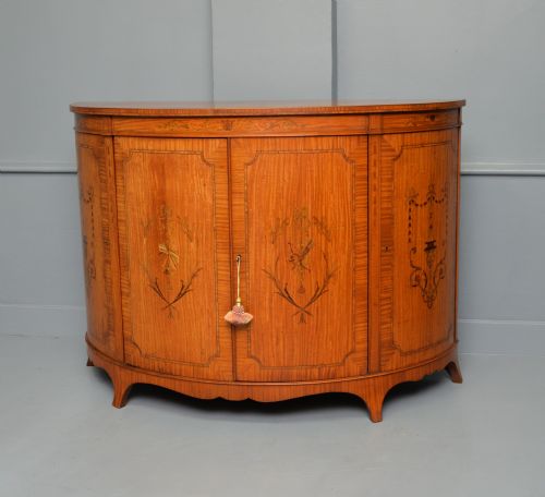 GEORGE III STYLE SATINWOOD INLAID DEMI LUNE COMMODE CABINETCOWTAN SONS LONDON - ADDITIONAL PHOTO 12