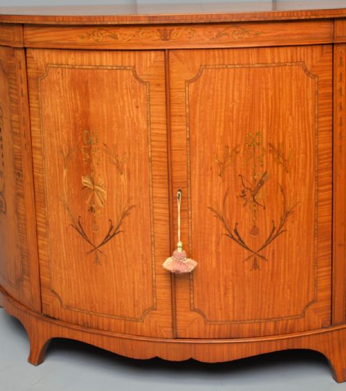 GEORGE III STYLE SATINWOOD INLAID DEMI LUNE COMMODE CABINETCOWTAN SONS LONDON - ADDITIONAL PHOTO 13