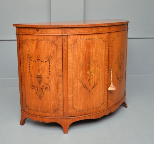 GEORGE III STYLE SATINWOOD INLAID DEMI LUNE COMMODE CABINETCOWTAN SONS LONDON - ADDITIONAL PHOTO 15